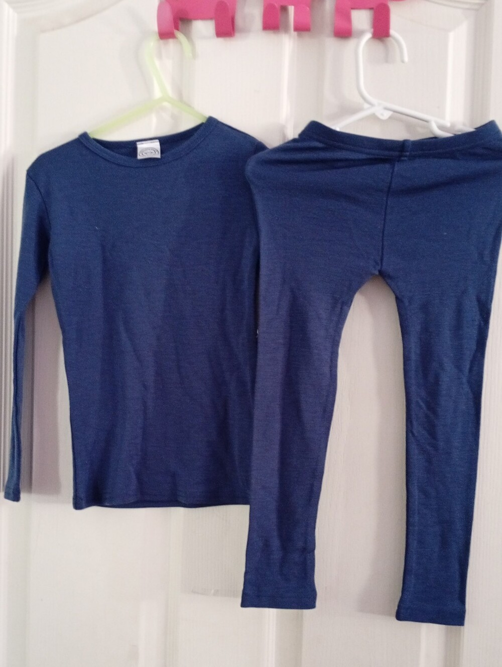 100%Soft Merino Wool Kids Long Sleeve Base layer Set - Blue 3T